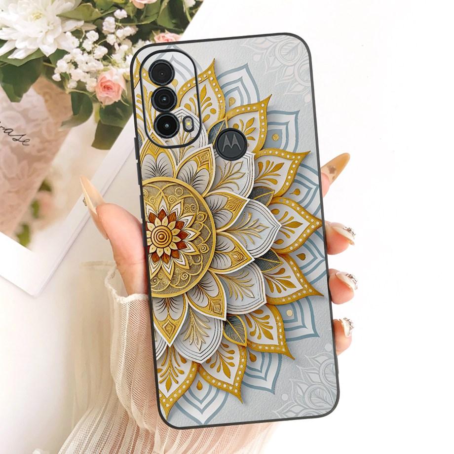 Phone Case For Motorola Moto E30 E40 E20 E14 Funda Moto E7 Power E7 Plus Soft Matte Silicone Back Cover Daisy Floral Cat  Bumper