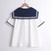 Blusas de Algodón de Alta Calidad para Mujer Verano Kawaii Camisas Harajuku Cuello Marinero Blusa Azul Marino Manga Corta Rayada JK Universitaria Chic Top