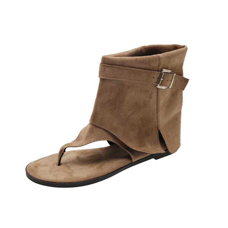 Women's Wide Width Thong Booties, Flat Sole Ankle Strap Sandals, Edgy Summer Slides for Women