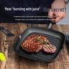 Thick Wooden Handle Cast Iron Non-Stick Striped Frying Pan for Steak & Crepes