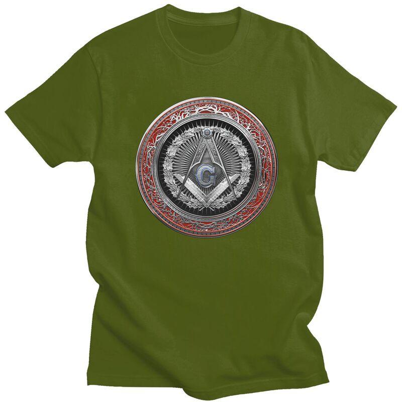 Custom Masonic Mason Freemason Tshirt for Men Short Sleeve T Shirt Cool Freemasonry Tshirts Slim Fit 100 Cotton Tees Gift