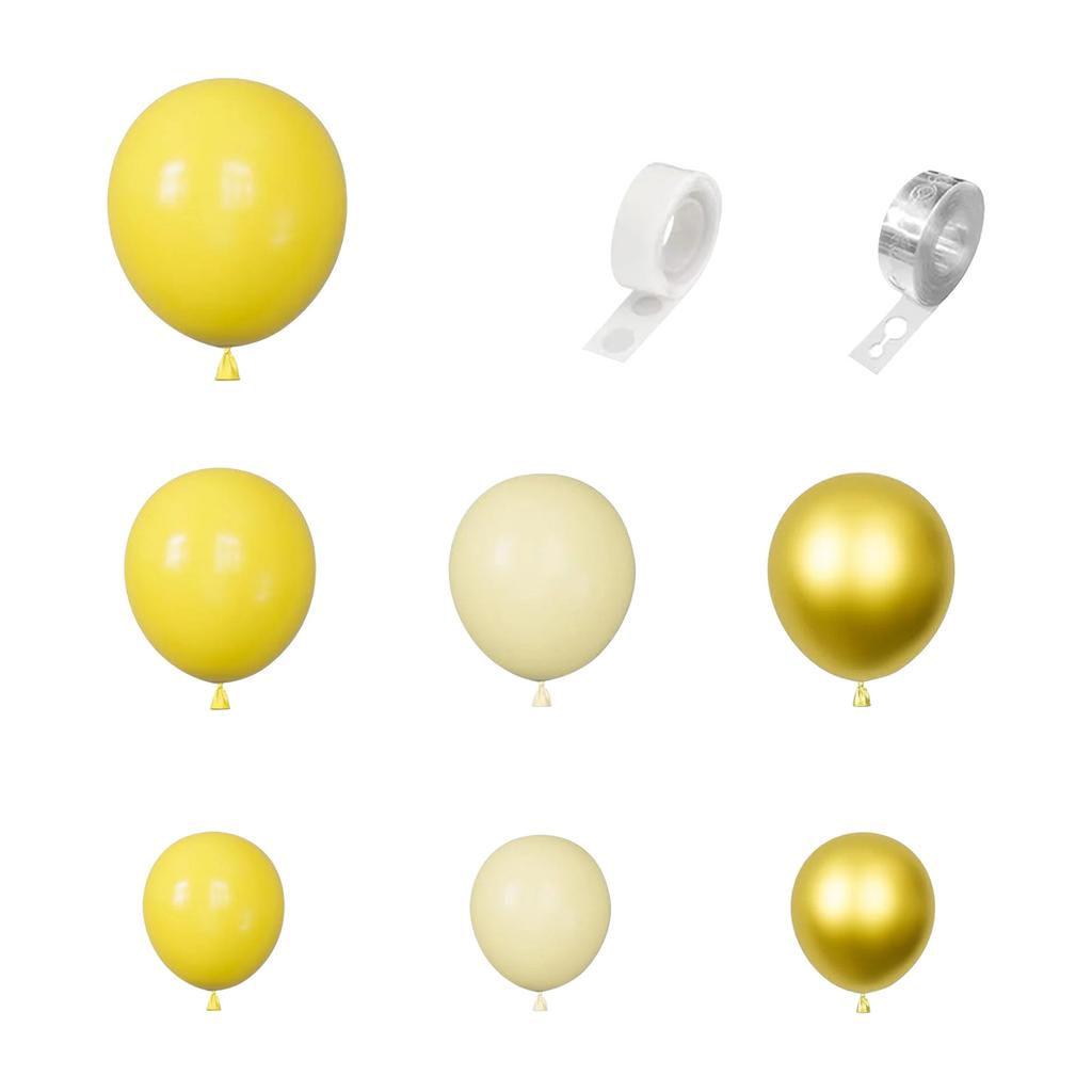Yellow & Gold Arch Garland Set - 143pcs Macaron Yellow Balloons For Birthday, Anniversary, New Year, Baby Baptism, Graduation