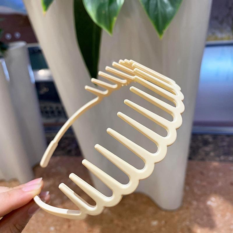 Bentiță Val Bentițe Păr Rășină Maro Val Bentiță cu Dinți Subțire Antiderapant Femei Makkeup Pieptene Păr Bandă Zigzag Bentiță Crestată