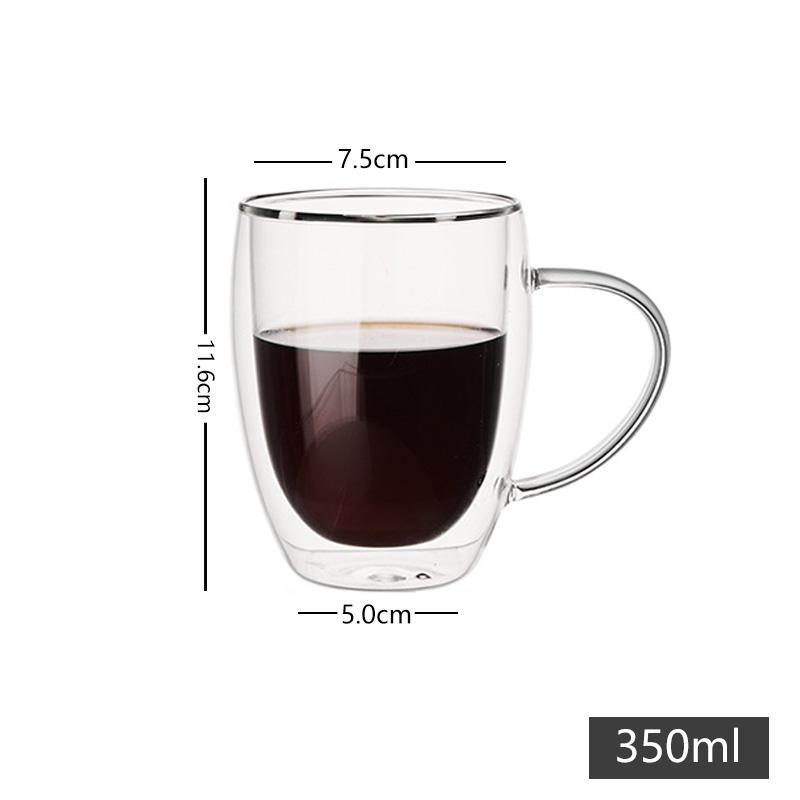 1Pcs 80-450ML Double Coffee Glasses Double Insulated Glass Cups For Hot & Cold Coffee Milk Transparent Mug With Handle Glasses