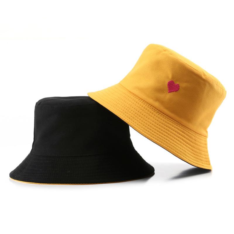 

RICYGVM Embroidery Love Bucket Hat For Women Double Sided Fisherman Hats Couple Cotton Outdoor Sun Visors Solid Color Basin Cap One size