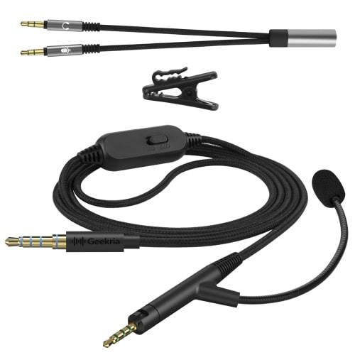 Geekria Clip-on Condenser Microphone, Lapel Microphone, Mini Microphone, Clip-on Smartphone Microphone, Headphone Cable for Gaming and Meetings, Compa