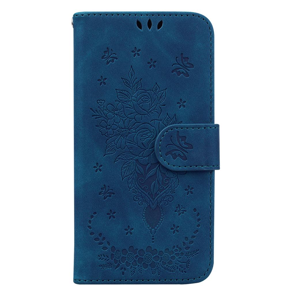 For Samsung Galaxy S23 FE Shockproof Wallet Case Rose Butterfly Imprinted Leather Stand Phone Cover