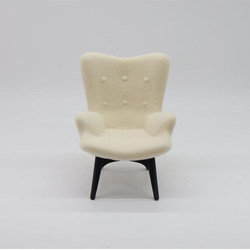 1 Piece 1/12 Dollhouse Mini Plush Sofa Chair Side Table Furniture Model For Doll House Decor Simulation Single Person Sofa