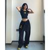 Women's Autumn Loose Fit Spicy Black Sweatpants - Cuffed Wide Leg Jazz Dance Pants