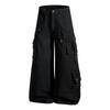 Mens Vibe High Street Cargo Pants Solid Color Loose Wide Leg Work Trousers With Multiple Pockets