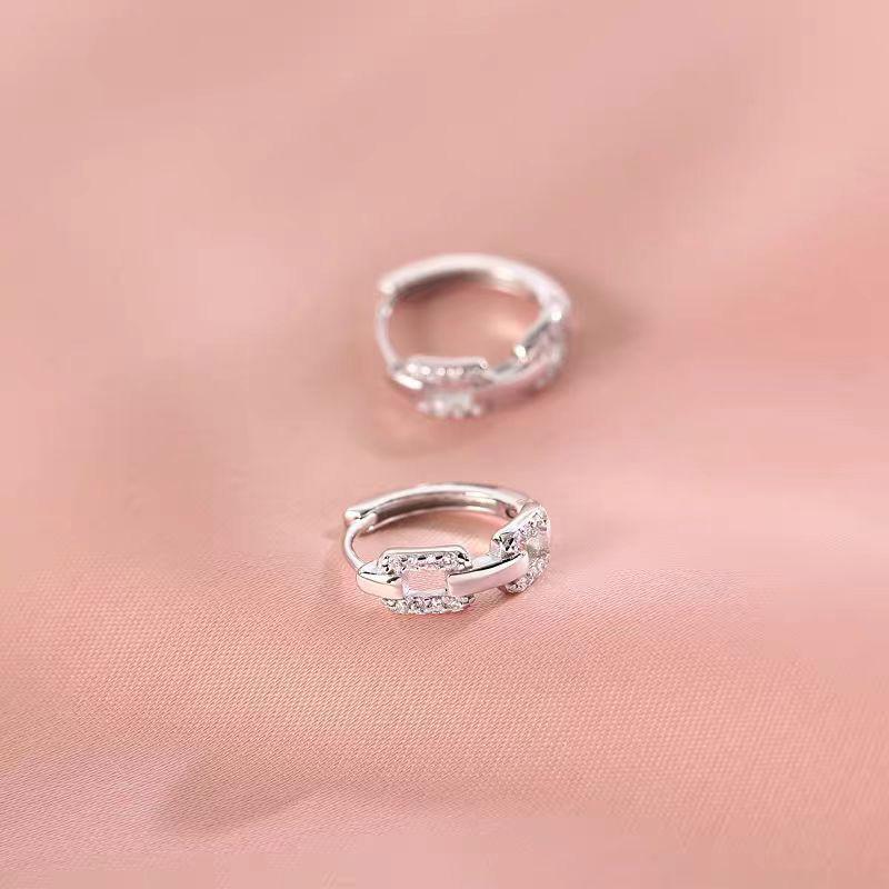 Real 925 Silver Zircon Hollow Square Hoop Earrings For Women Party Classic Fine Jewelry Small Niche Accessories