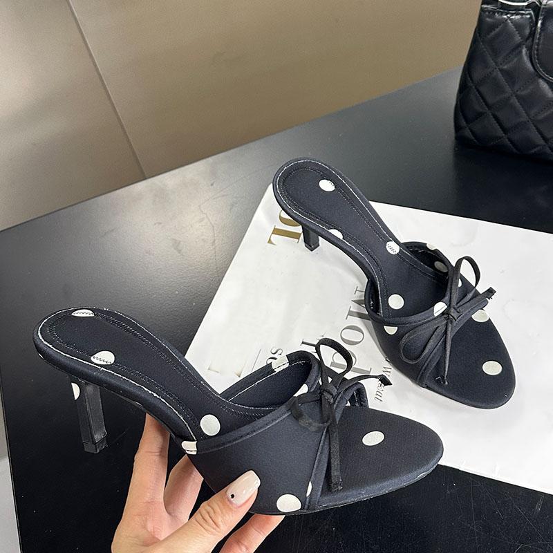 Fashion Big Size 43 Fashion Round Toe Women Thin Heels Pumps Shoes Footwear Butterfly-Knot Ladies High Heels Sandals Female Slides Shoes
