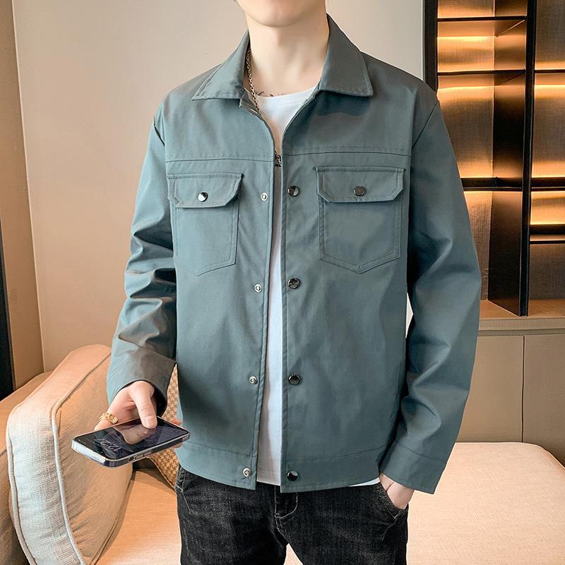 Men's High-End Lapel Casual Jacket: Trendy Short Windbreaker for Spring & Autumn