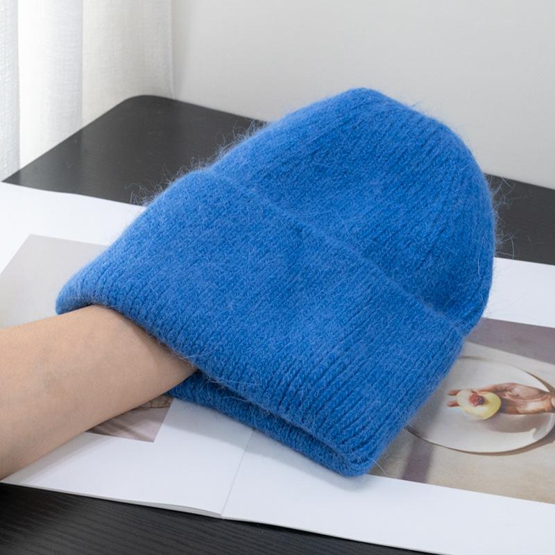 Korėjietiškos saldainių spalvos triušio kailio kepurė su gobtuvu, moteriška, šilta megzta kepurė, korėjietiška japoniška šalta kepurė Instagram virusinė tendencija