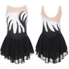 Girls Shiny Rhinestones Ballet Lyrical Dance Dress Color Block Sheer Mesh Splice Dresses Kids Figure Skating Performance Costume