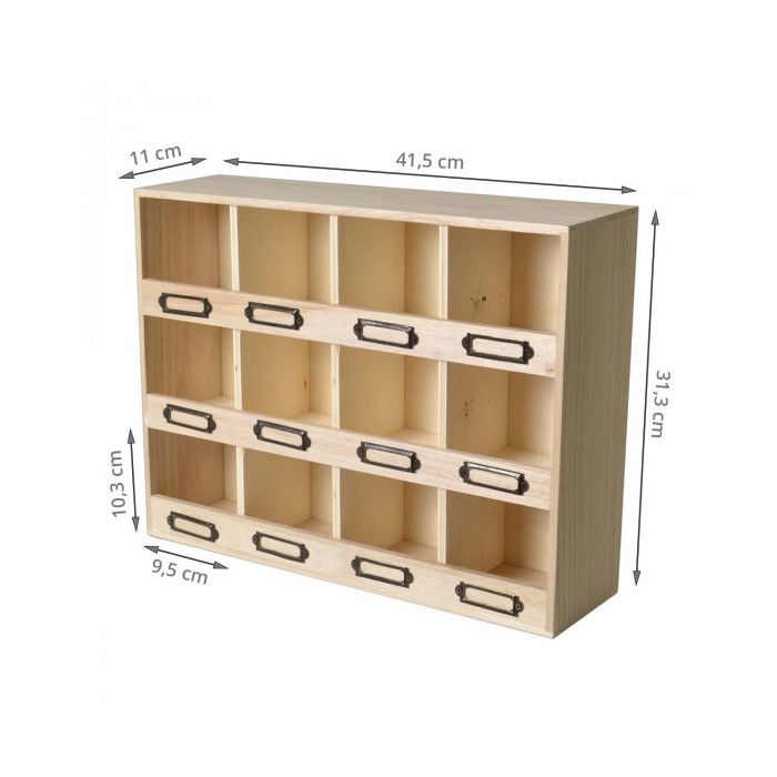 Storage Box - Artémio - 12 Boxes - Wood - Beige - Mixed