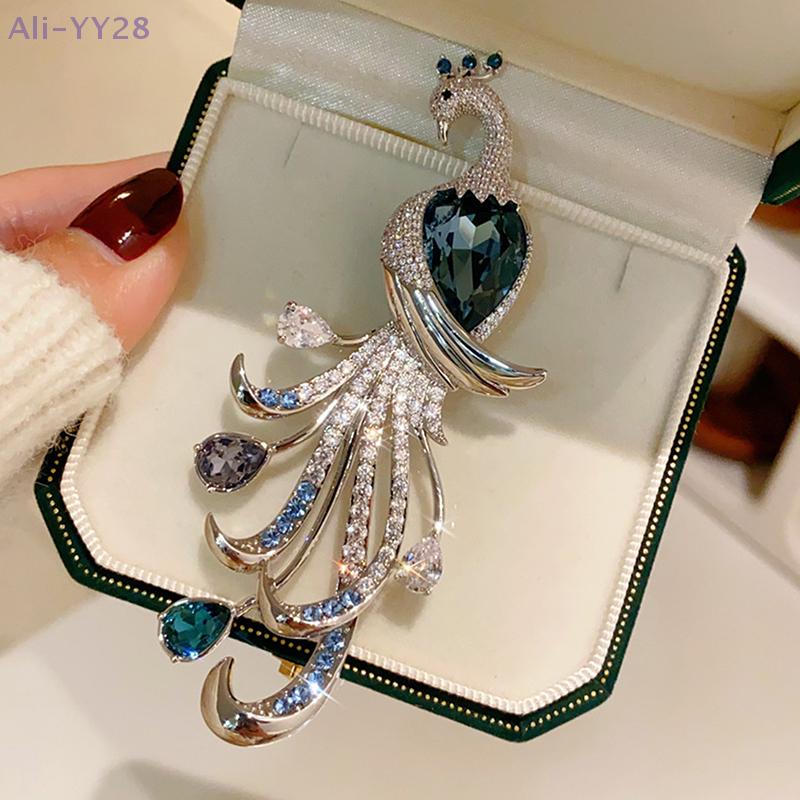 {YY28} Luxury Sparkling Peacock Rhinestone Brooch For Women Coat  Clothing Vintage Elegant Cloth Pin Fashion Accessories Gifts