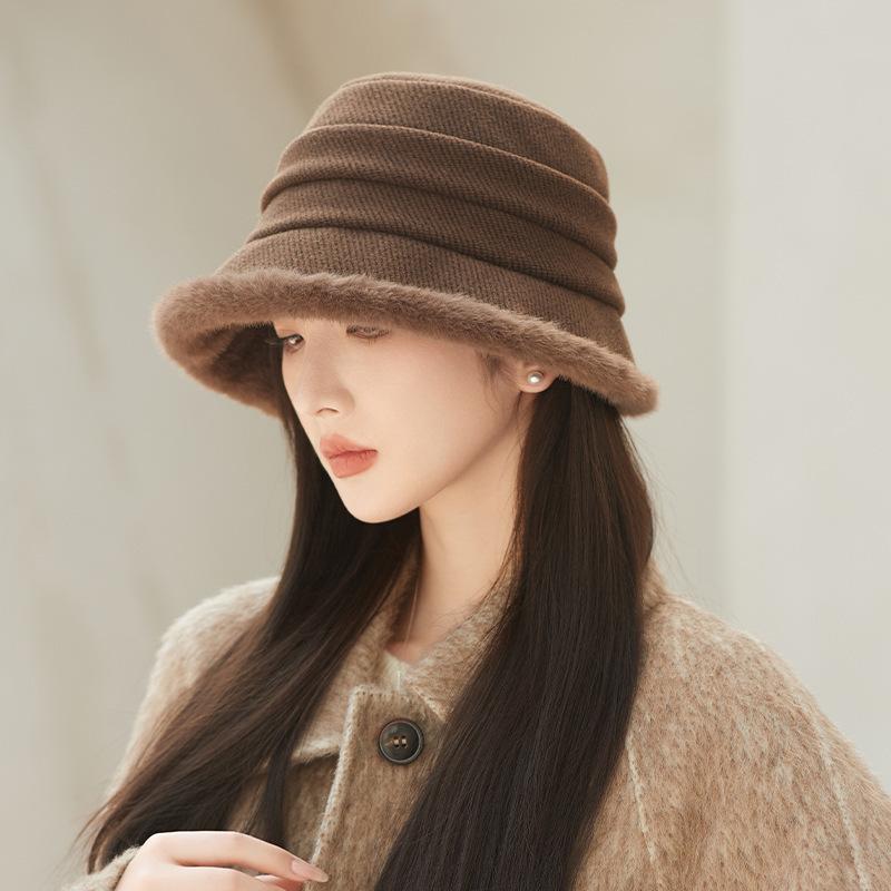 

Женская плюшевая панама, теплая, ветрозащитная шапка-ушанка, женская осенне-зимняя плюшевая шляпа-ведро, подходит для улицы, повседневных и официальных мероприятий One size темный кофе