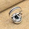 Vintage Two Color Inlaid Imitation Pearl Blue Pattern Womens Ring Geometry Hollow Daily Wear Party Jewelry