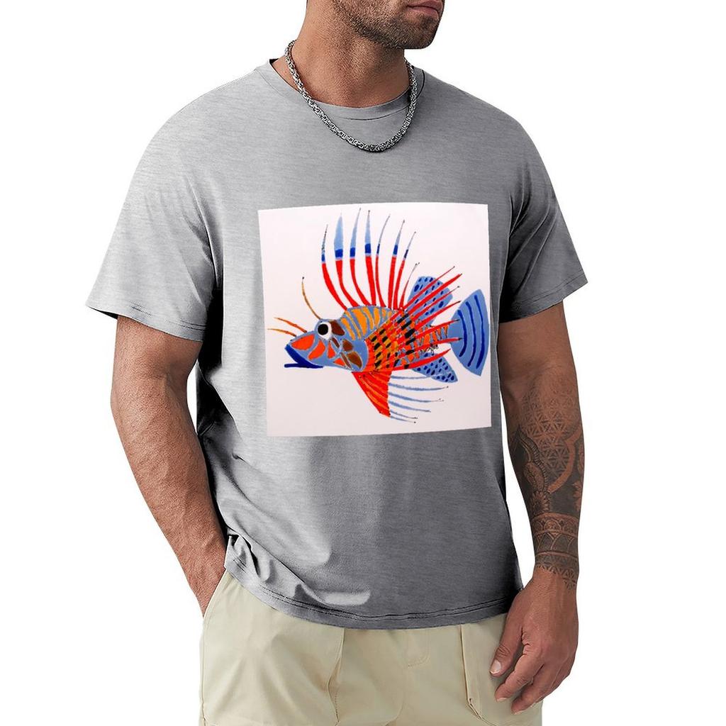 Lion Fish T-Shirt Heavyweights Plain Short Sleeve Tee Vintage T Shirts Men T Shirt