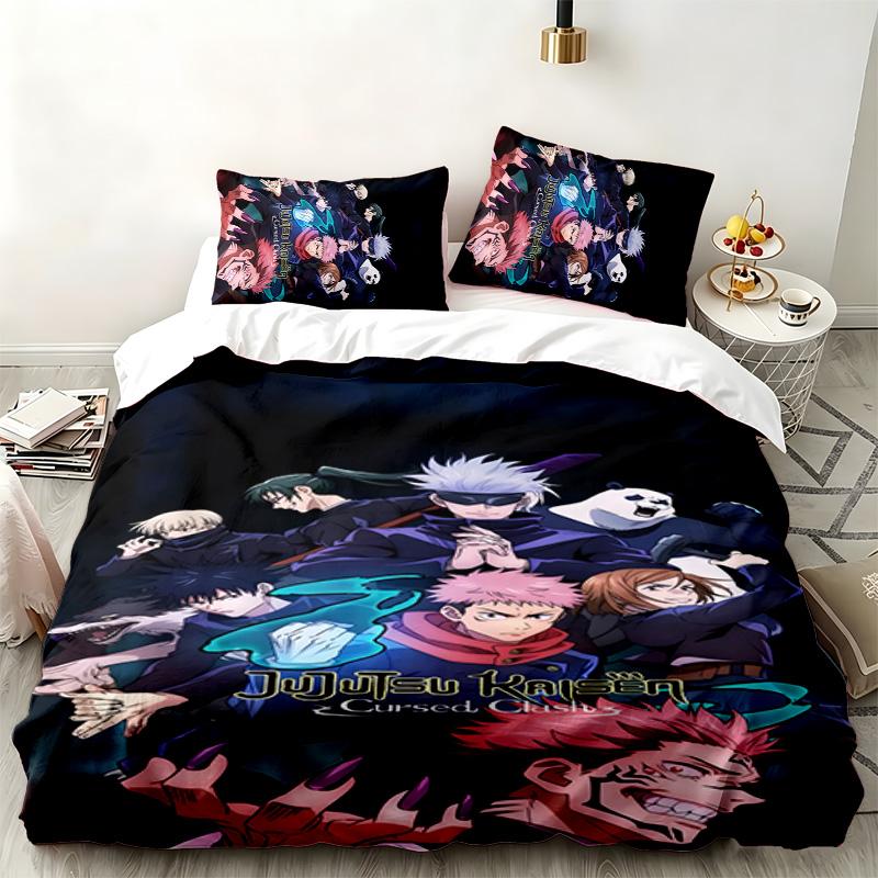 Jujutsu Kaisen 3pc Set Perfect for Bedroom Use Comfortable Bedding Set Includes a Duvet Cover and Two Pillowcases Ideal Birthday or Christmas Gift