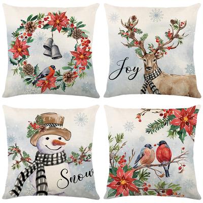 New Style Pillow Cover Christmas Home Decoration Elk Snowflake Pillow Cover Living Room Sofa Cushion Cover
