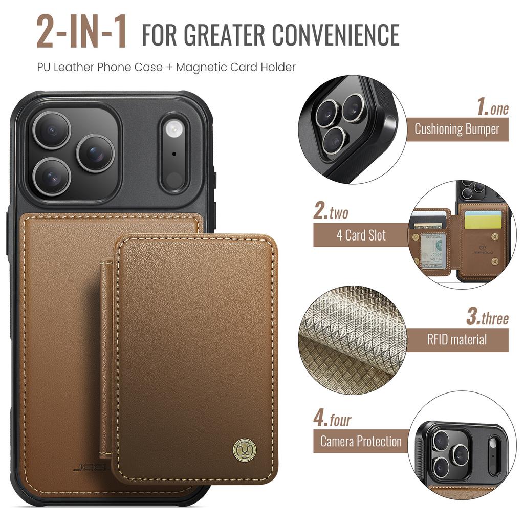 Magnetic Leather Case for iPhone 17 Pro Max Air 16 Plus 14 13 12 11 X XR XS Max RFID Blocking Detachable Card Slot Wallet Cover