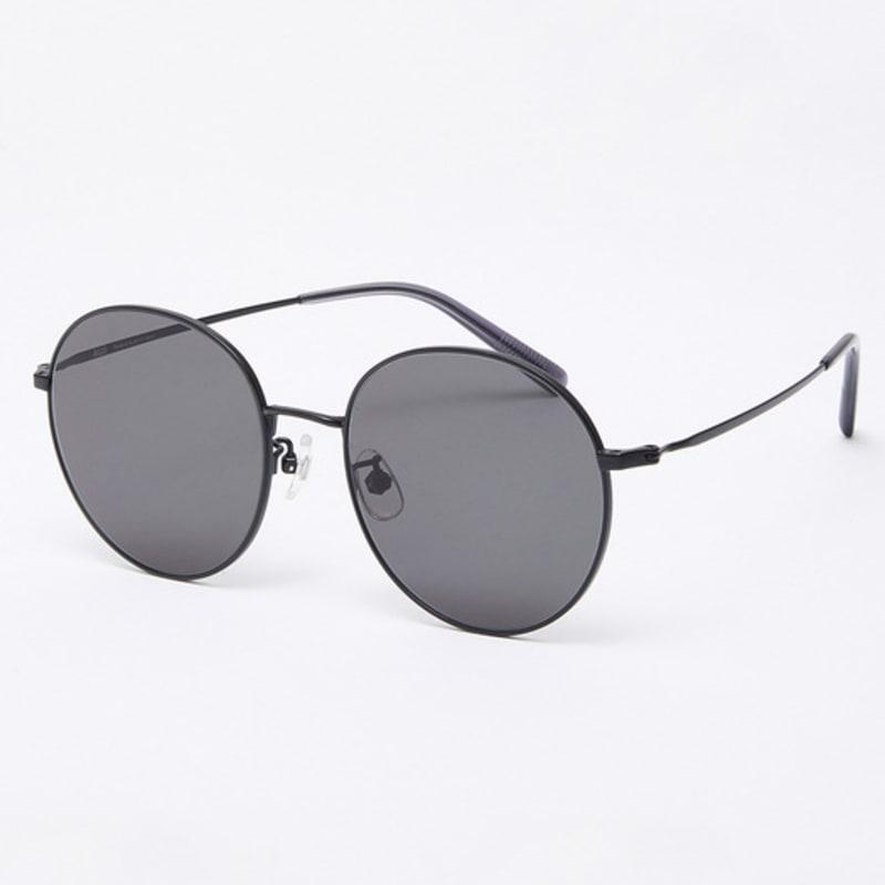 Aloeyewear [Air Titanium] AL2502 0909M Air Titanium Round Black Sunglasses