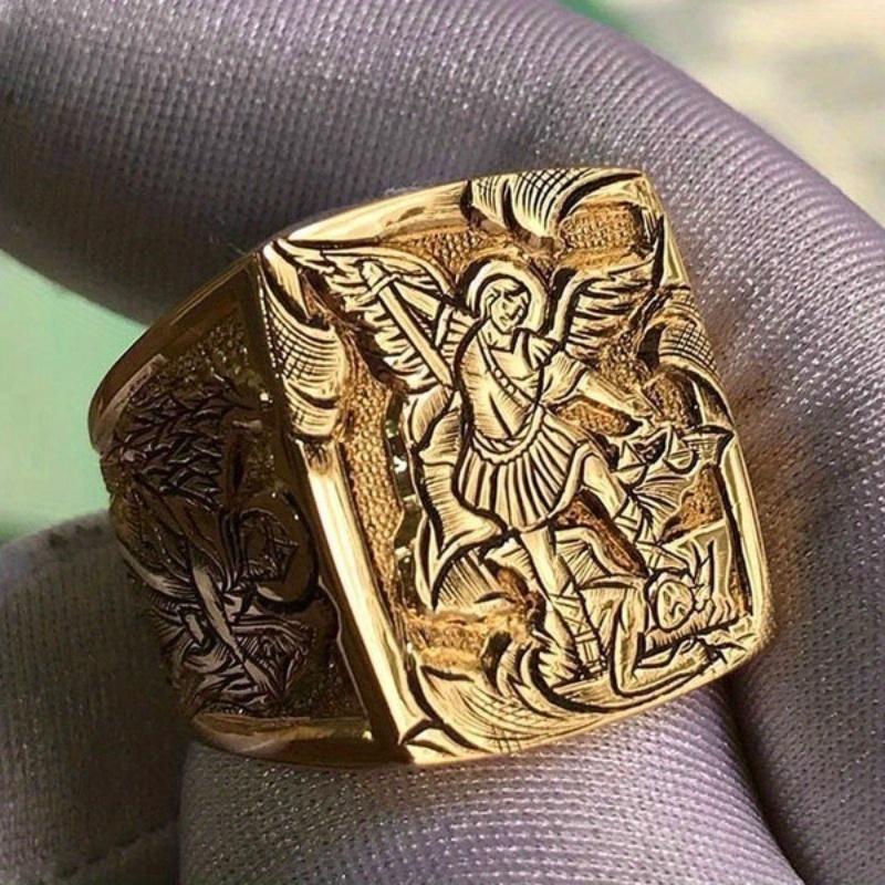 1Pc Fashion Golden Wind Ancient Greek Myths and Legends Memorial Ring, New Ring