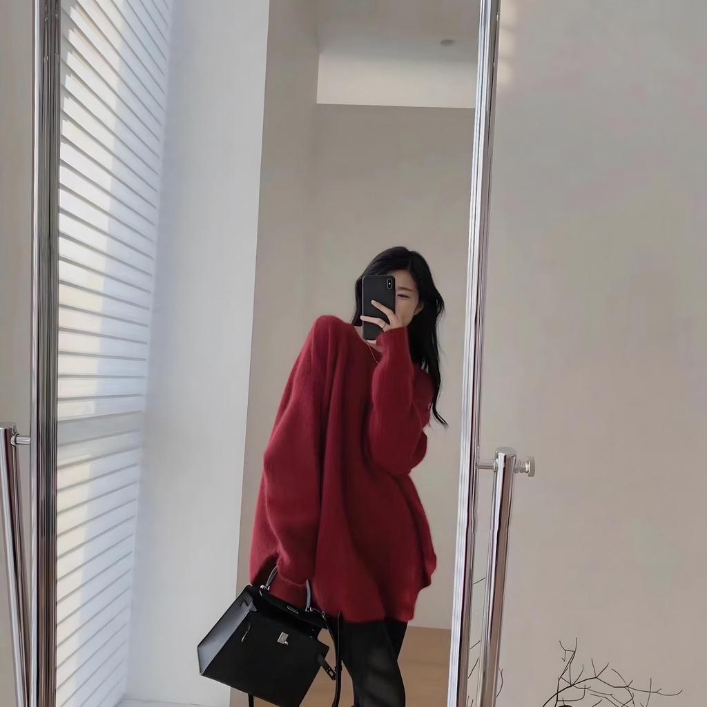 Arctic Velvet Plus Size Women's Knit Sweater - Thickened Mid-Length Solid Autumn/Winter Base Layer Top