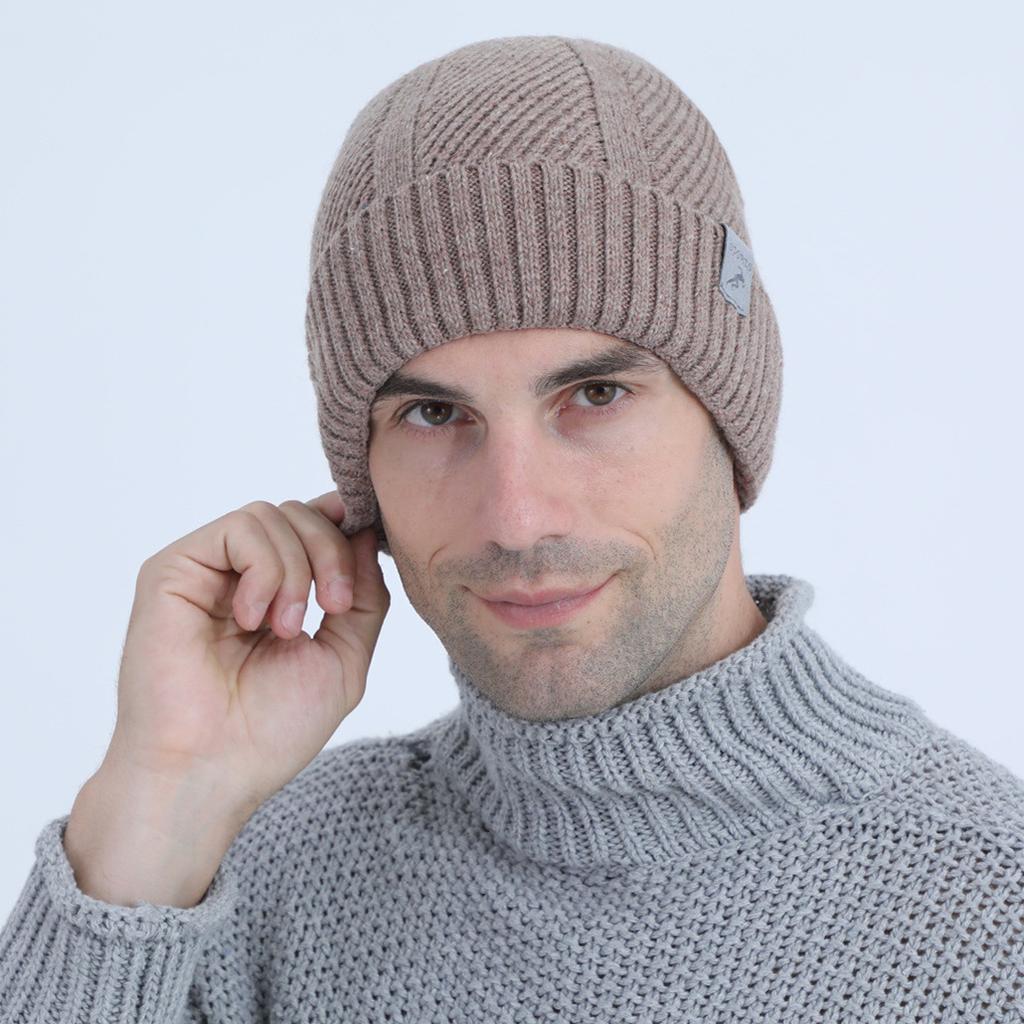 New Autumn and Winter Men's and Women's Cashmere and Velvet Thickened Knitted Wool Warm and Cold Proof Cycling Pullover Hat