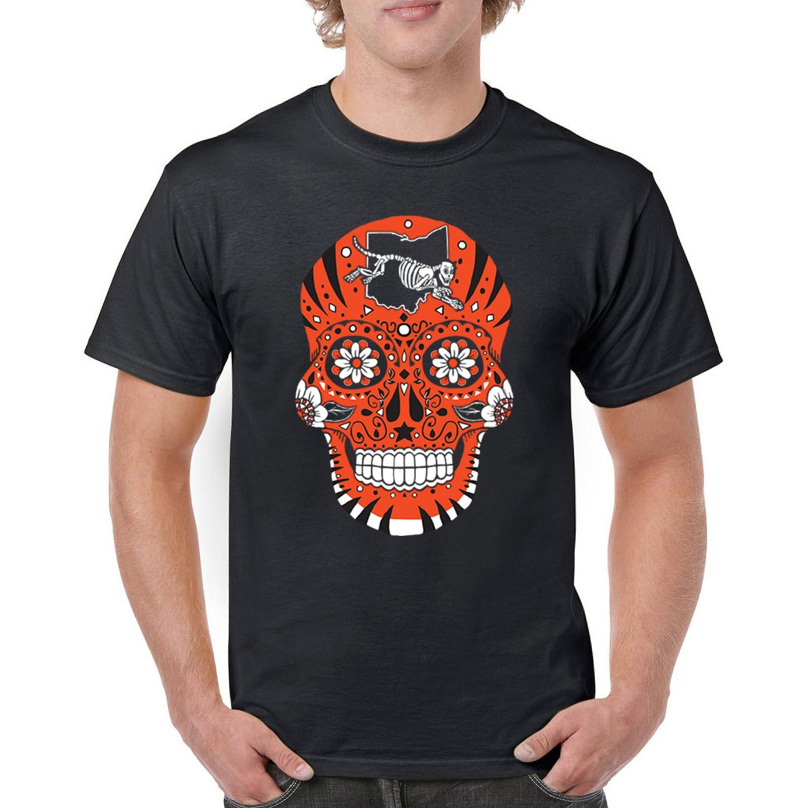 Cincinnati Sugar Skull T-shirt Die-Hard Football Fan Tailgating Men s Tee S