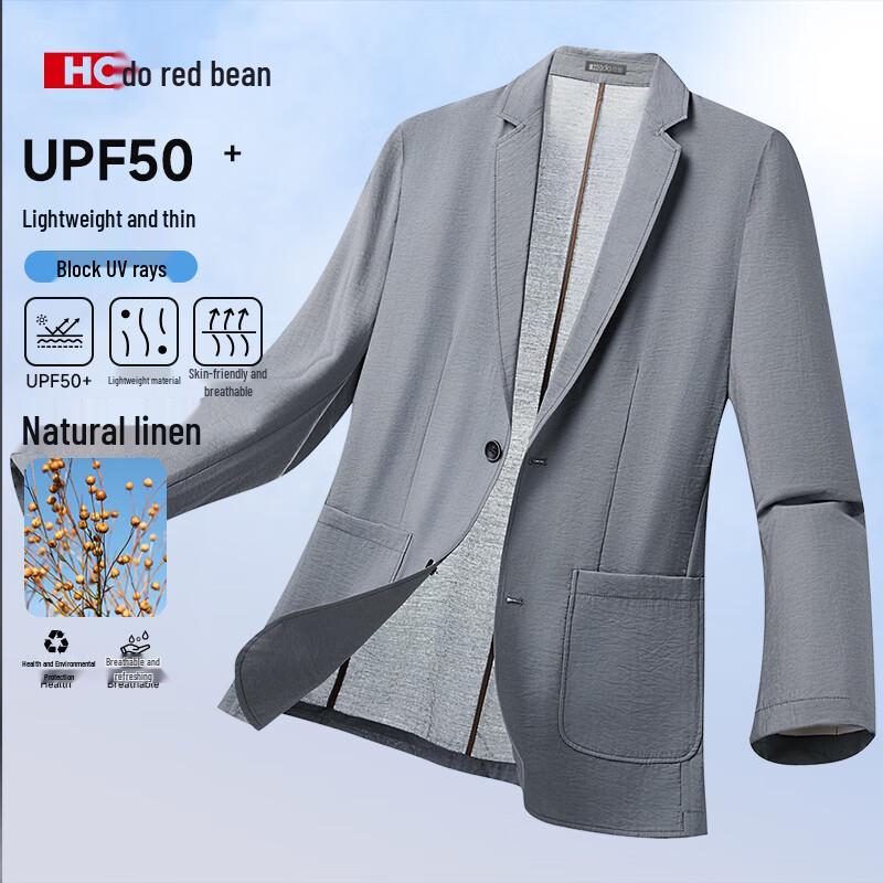 Hongdou Herren Leinenmischung UV-Schutz Sommerblazer