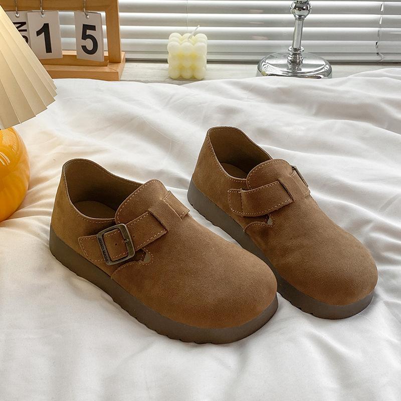 

Женские туфли на платформе, новые весенние универсальные туфли-хлебушки Boken на мягкой подошве, одинарные туфли, ленивые туфли-однопедальки для женщин 40 верблюд