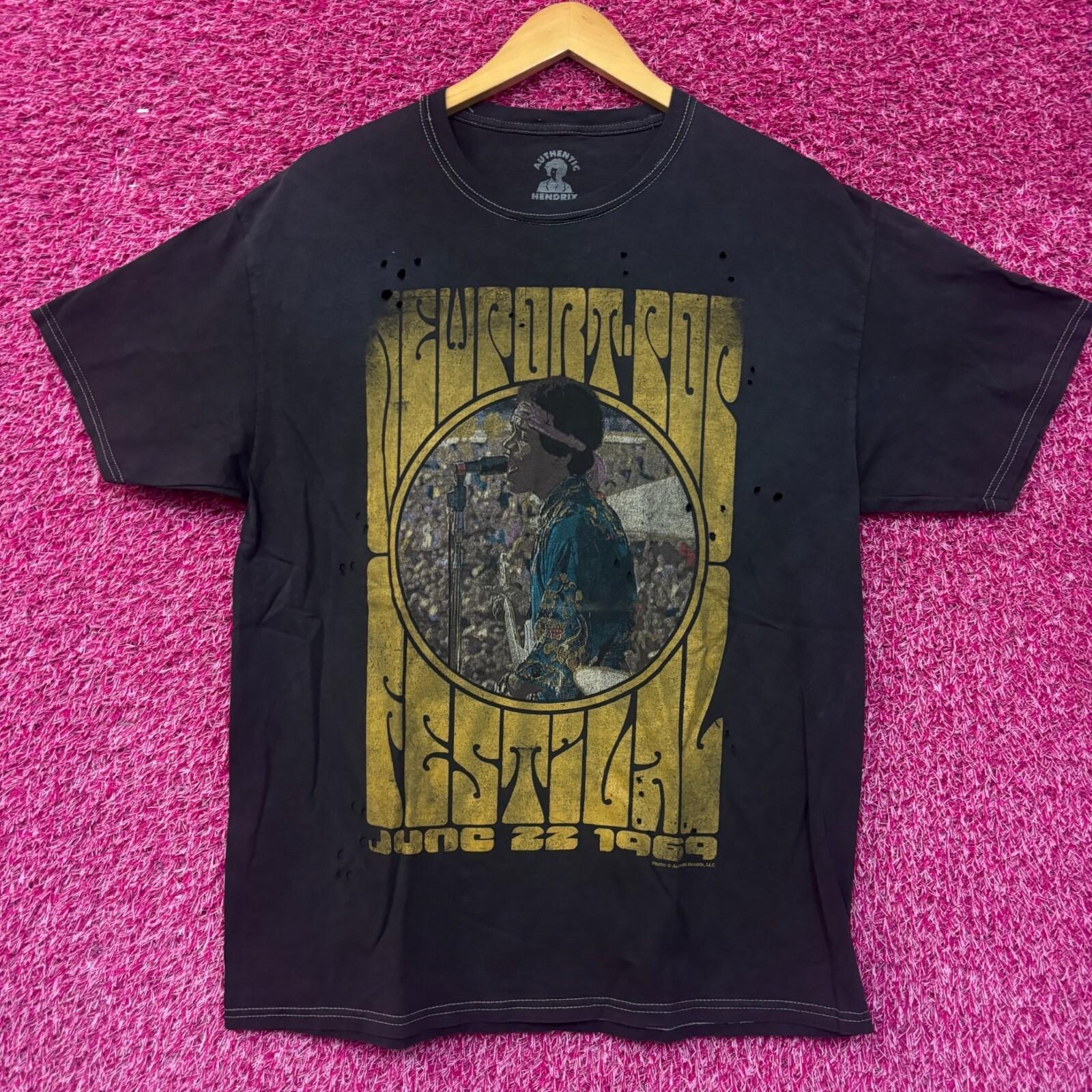 Jimi Hendrix 1969 Newport Pop Festival Distressed Rock Tee M M
