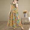 Elegant Women's Summer Dress Plus Size Casual Loose Sleeveless Long Dress Female Vintage Clothes