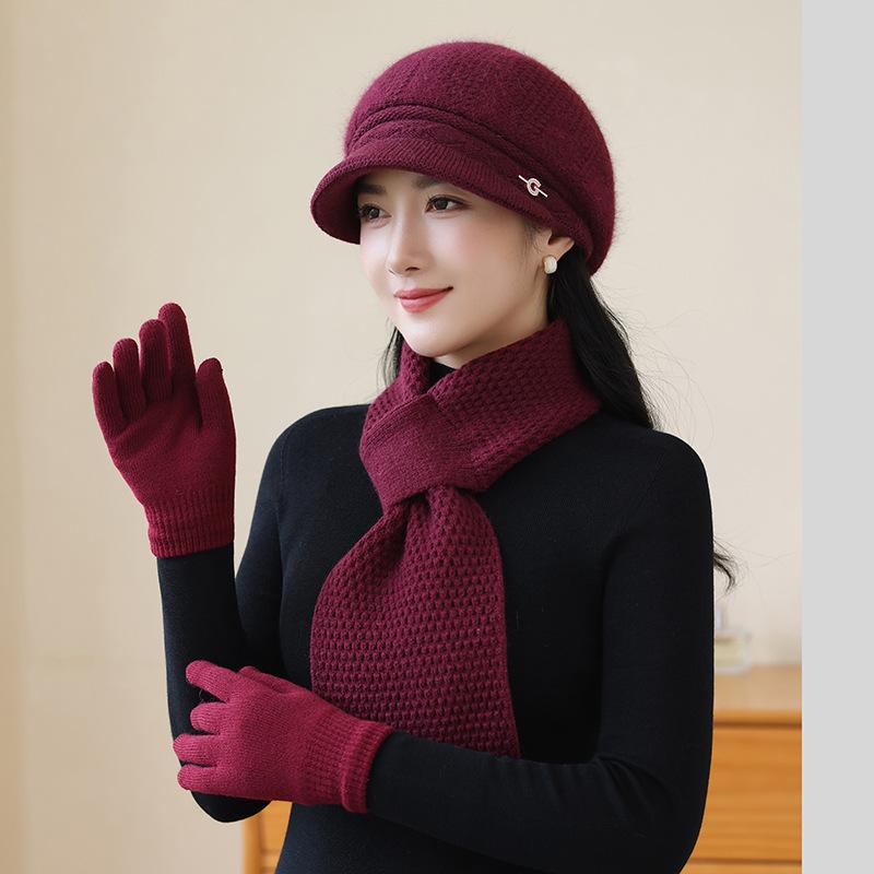 Winter Mother Hat Women's Fashion Wool Hat In The Elderly Cold Warm Rabbit Hair Knitted Hat