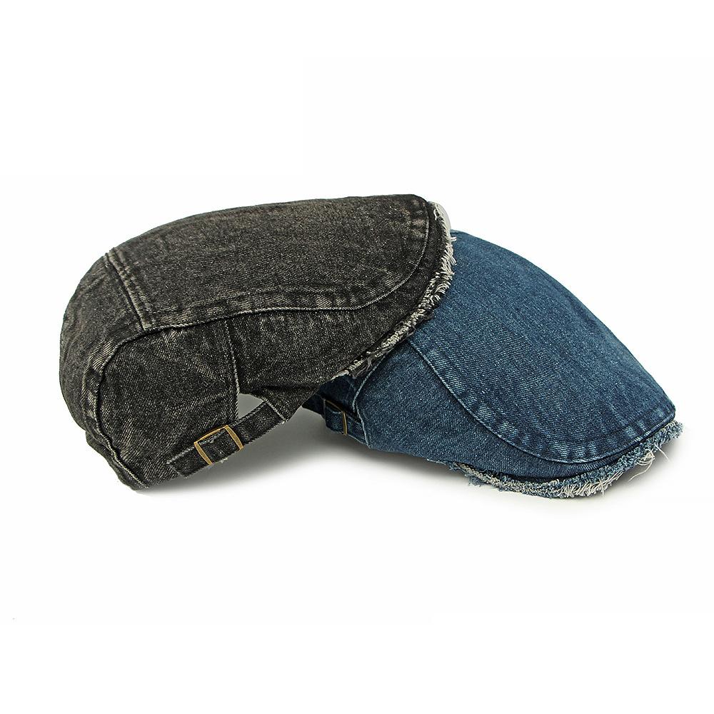 Four Seasons Denim Beret Women's Peaked Cap British Vintage Men Forward Cap