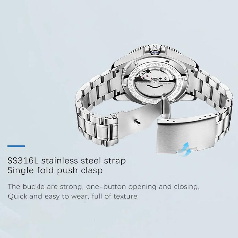 NORTH EDGE Pánské mechanické náramkové hodinky ANCHOR 42MM Luxusní safírové sklo MIYOTA 8215 Automatické hodinky 10bar Vodotěsné hodinky Pánské