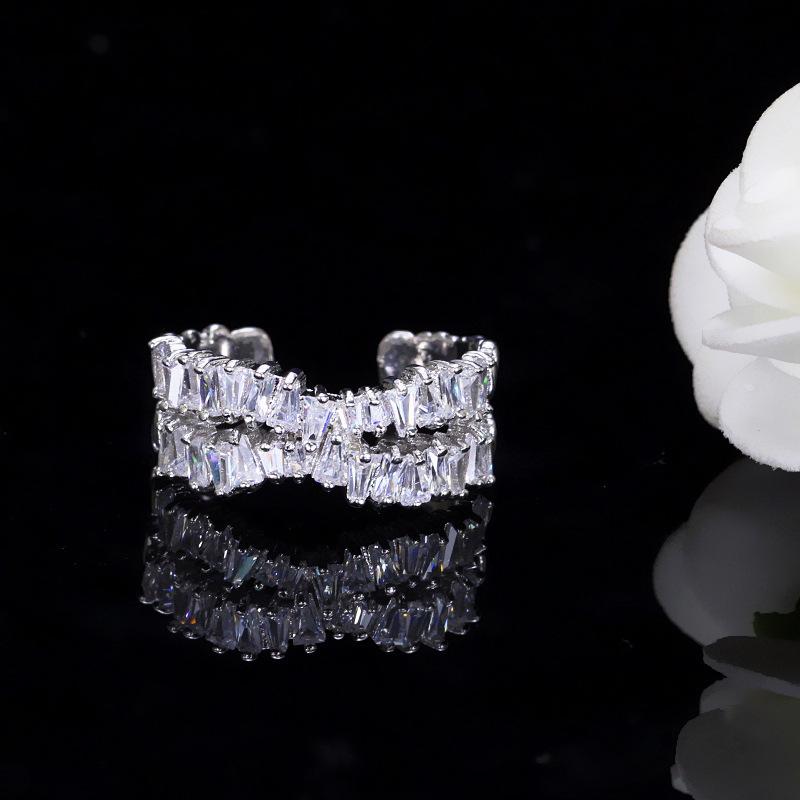 2018 Sparkling Zircon Rectangle Irregular Gemstone Ring Ring