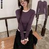 The Pink Women S Slim Fit Side Shirring Sleeve Button Long Sleeve Tee