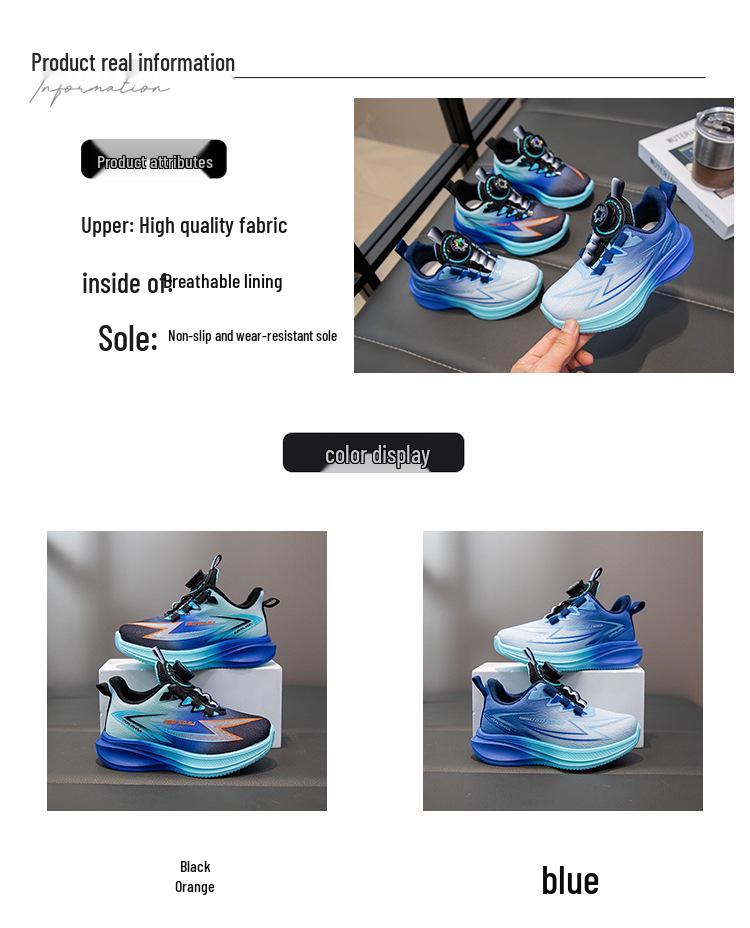 Breathable Boys' Mesh Sneakers - Spring & Autumn Shock-Absorbing Running Shoes with Soft Sole for Casual Wear