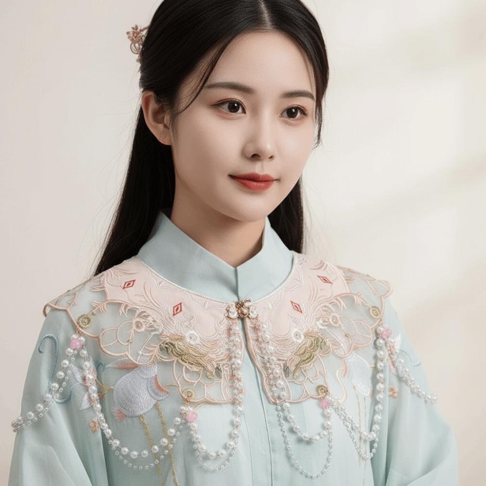 Embroidery Design Hanfu Collar Pearl Detachable False Collar Chinese Traditional