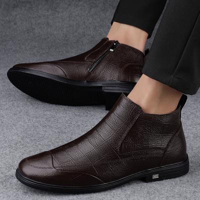 2024 New Men Formal Boots Luxury Brand Business Men Shoes High Top Winter Boots Men Crocodile Leather Shoes Non-Slip Ankle Boots