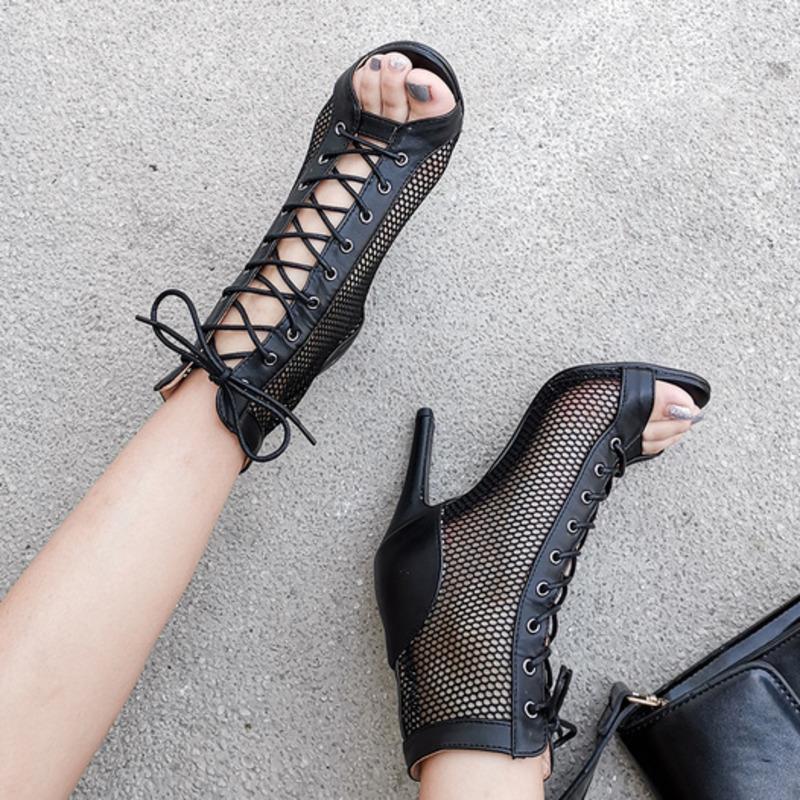 Office Ankle Prom Lady Sexy Stilettos High Heels Footwear Women Dance Heels Shoes Black For Women'S Boots Latin