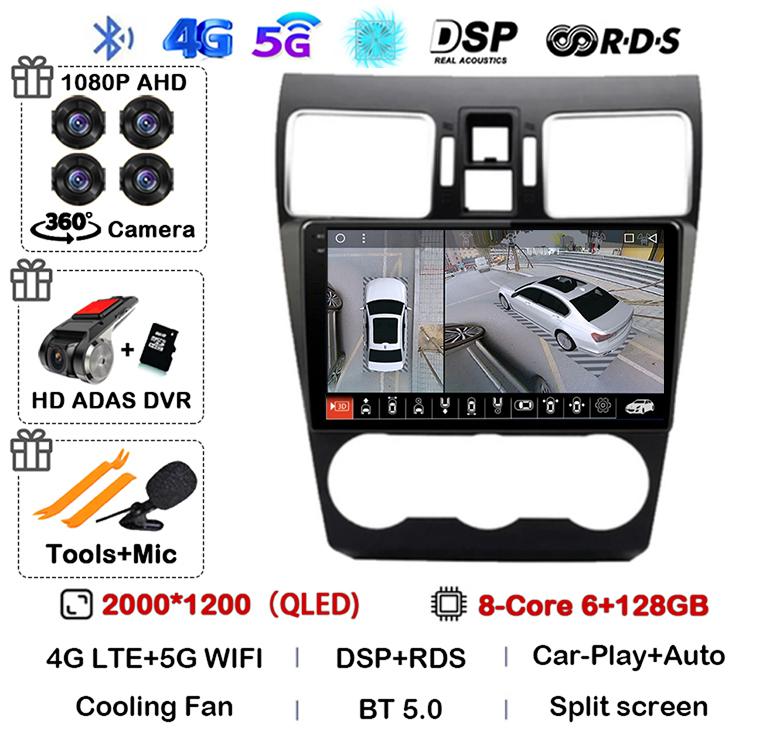 Android 14 Carplay Auto WIFI+4G Car Radio For Subaru WRX Forester 4 SJ 2016-2022 Multimedia Video Player Stereo GPS Head Unit BT