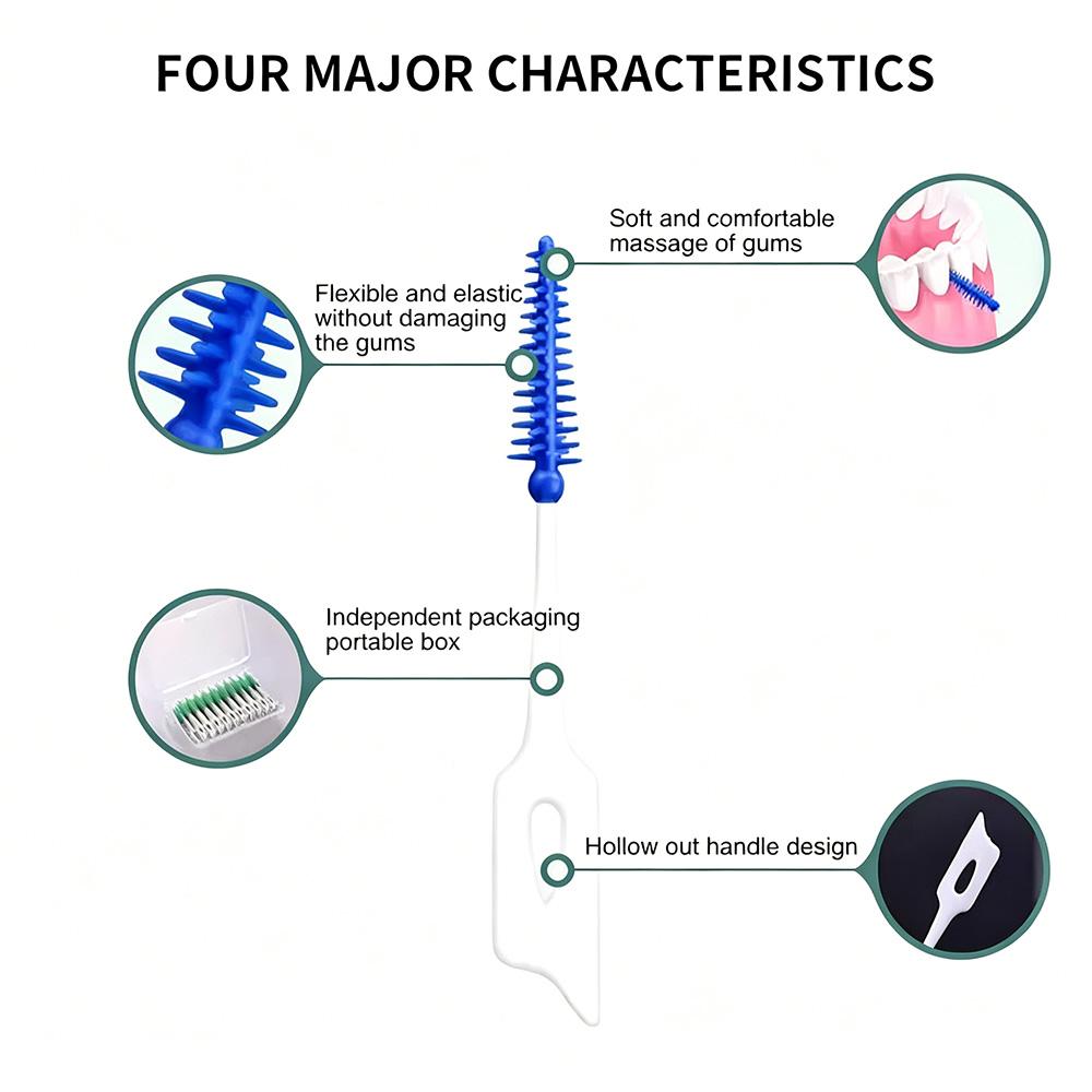 Disposable Soft Silicone Interdental Cleaners 100 Count Teeth Gap Brushes Dental Floss Picks Portable Oral Cleaning Toothpicks F