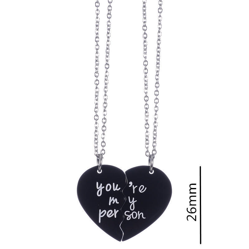 Stainless Steel Heart-Shaped Couple Necklace You Are My Person Necklace