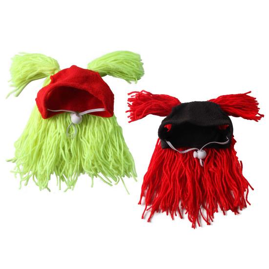 Fun Rock Pet Hat Adjustable Cat Hat with Ear Holes Cute Pet Hat with Yarn Hairs for Small Dogs Cats Party Costume Photo Prop