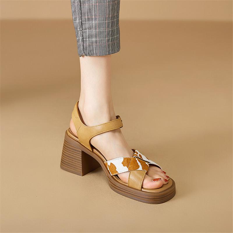 Fashion 2025 New Fashion Casual Sandals Summer Sandals Square Toe Sandals Concise Roman Shoes Chunky Heel High Heels Sandals for Women